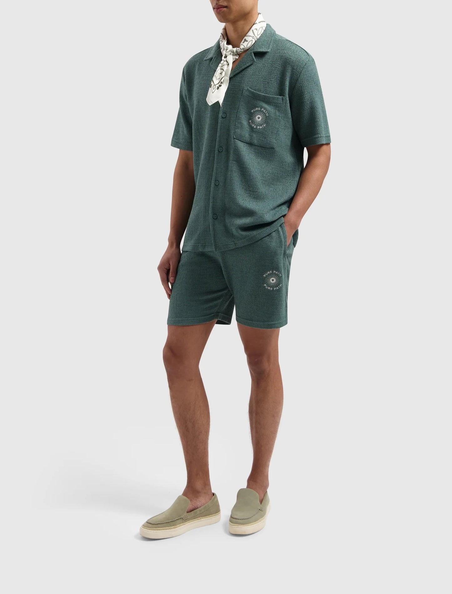 PURE PATH | Boucle Sweat Short - Faded Green