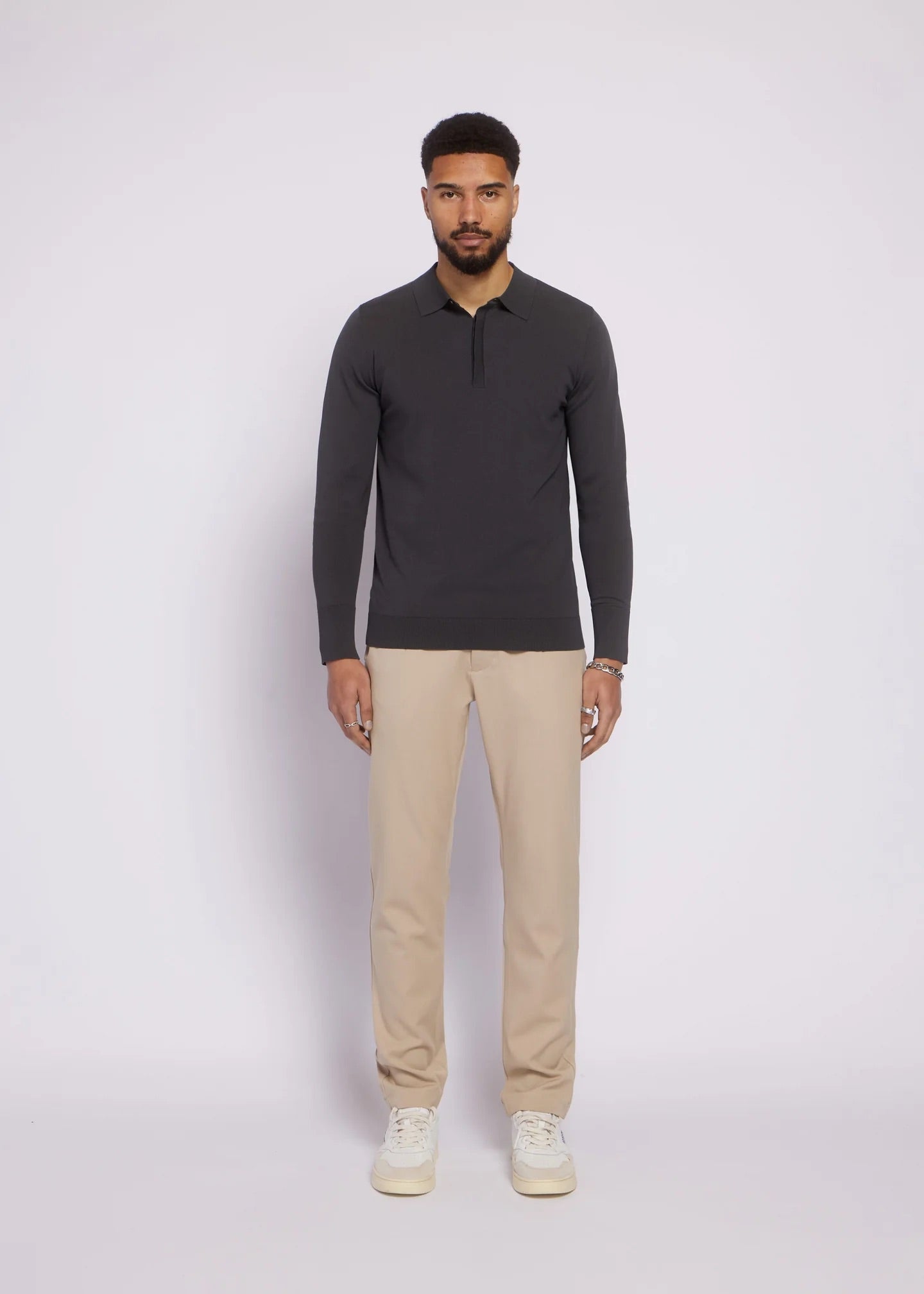 AEDEN | NOLANO POLO KNIT  - DARK SHADOW