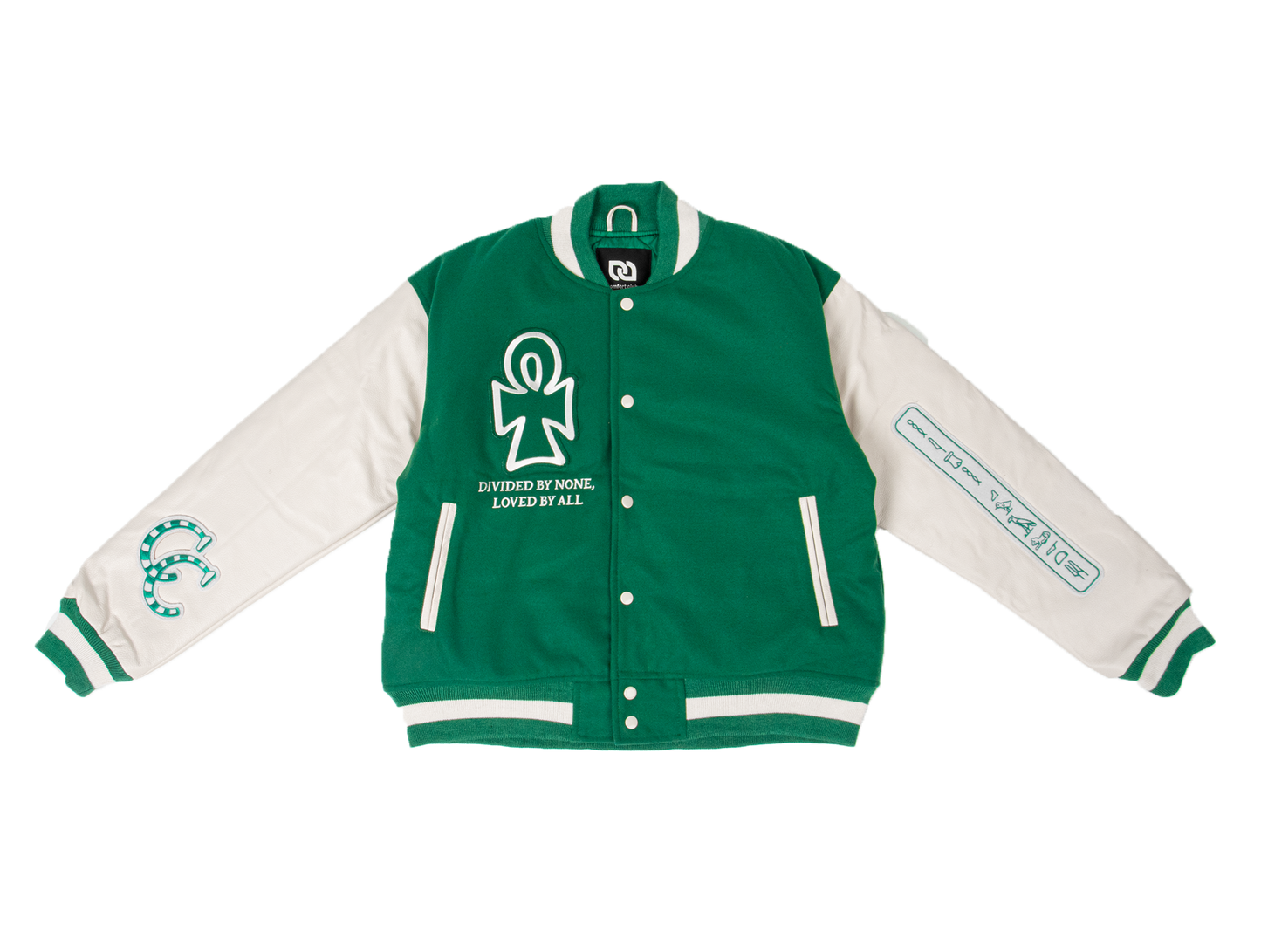 COMFORT CLUB | Ankh Of Life Varsity Jacket - Emerald Green