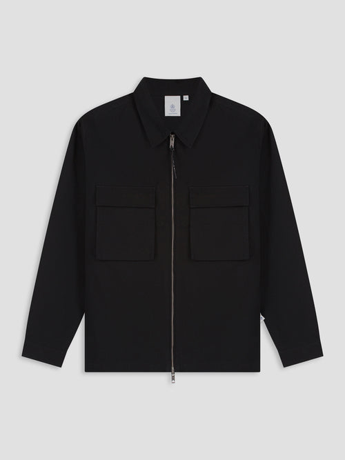 Law of the Sea Skald Structured Cotton Shirt Jacket – Black
