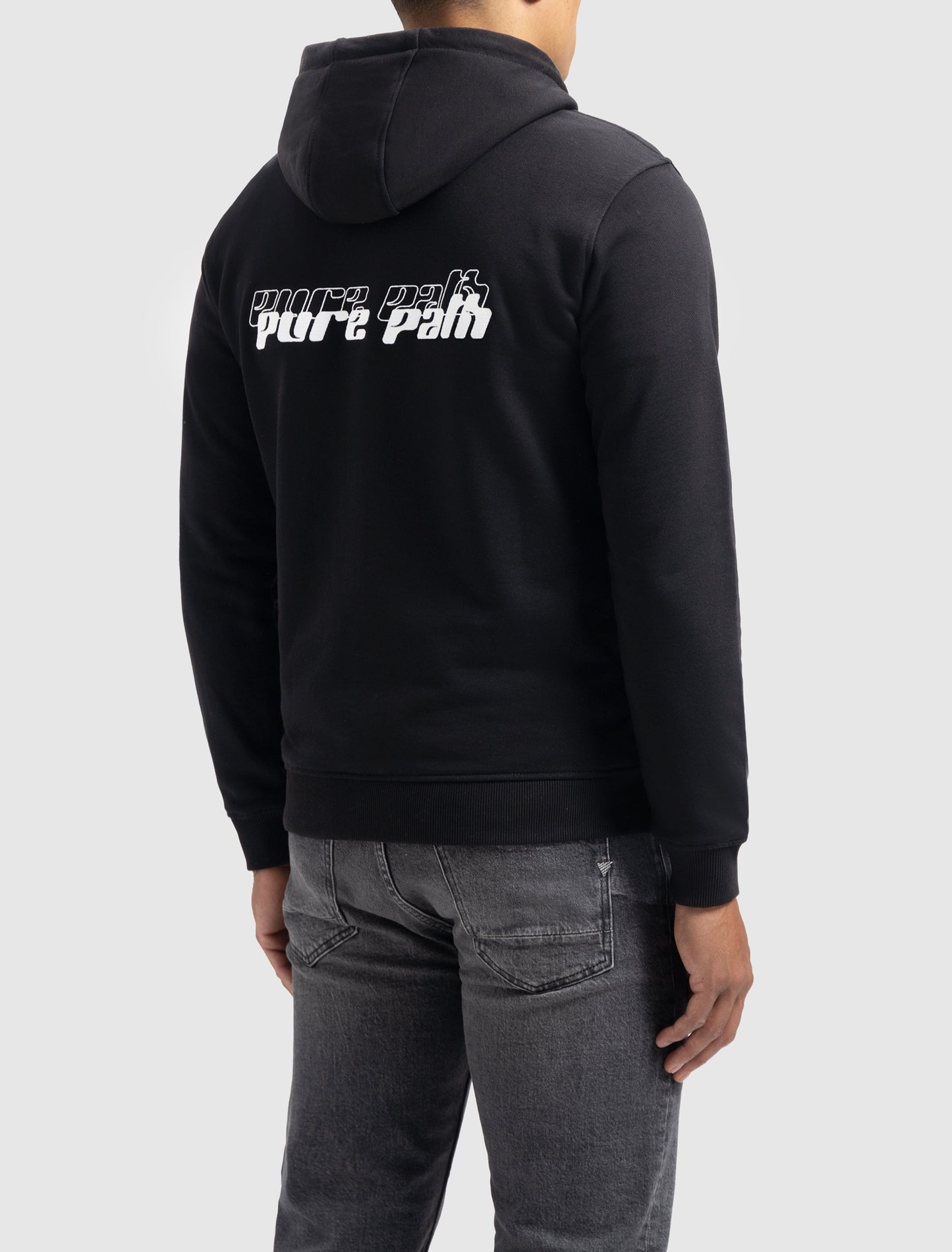 PURE PATH | DIMENSIONAL SCRIPT HOODIE - BLACK