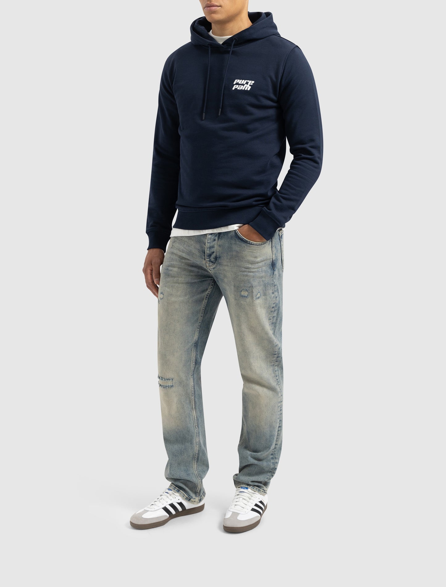 PURE PATH | DIMENSIONAL SCRIPT HOODIE - NAVY