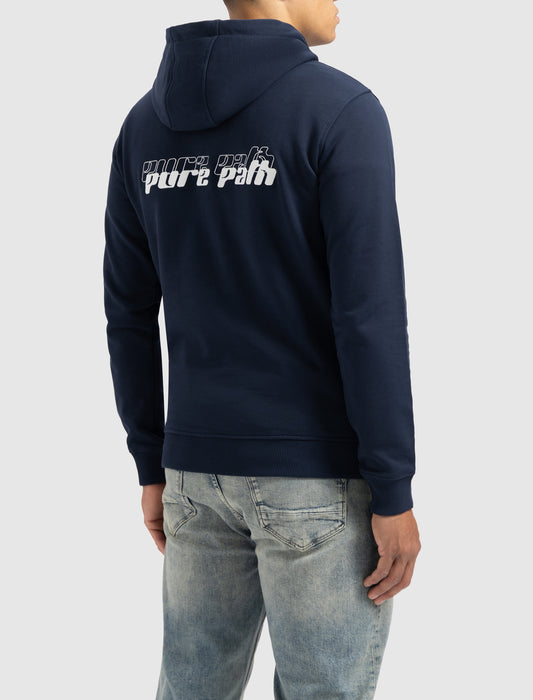 PURE PATH | DIMENSIONAL SCRIPT HOODIE - NAVY