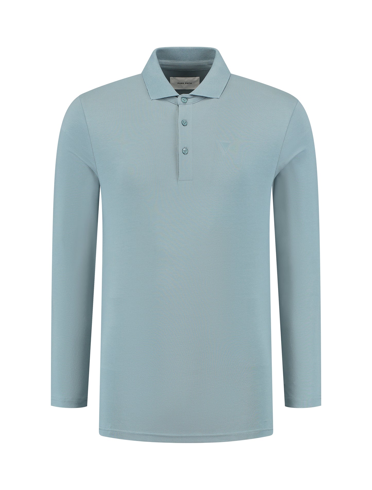 PURE PATH | Triangle Long Sleeve Polo - Blue Grey