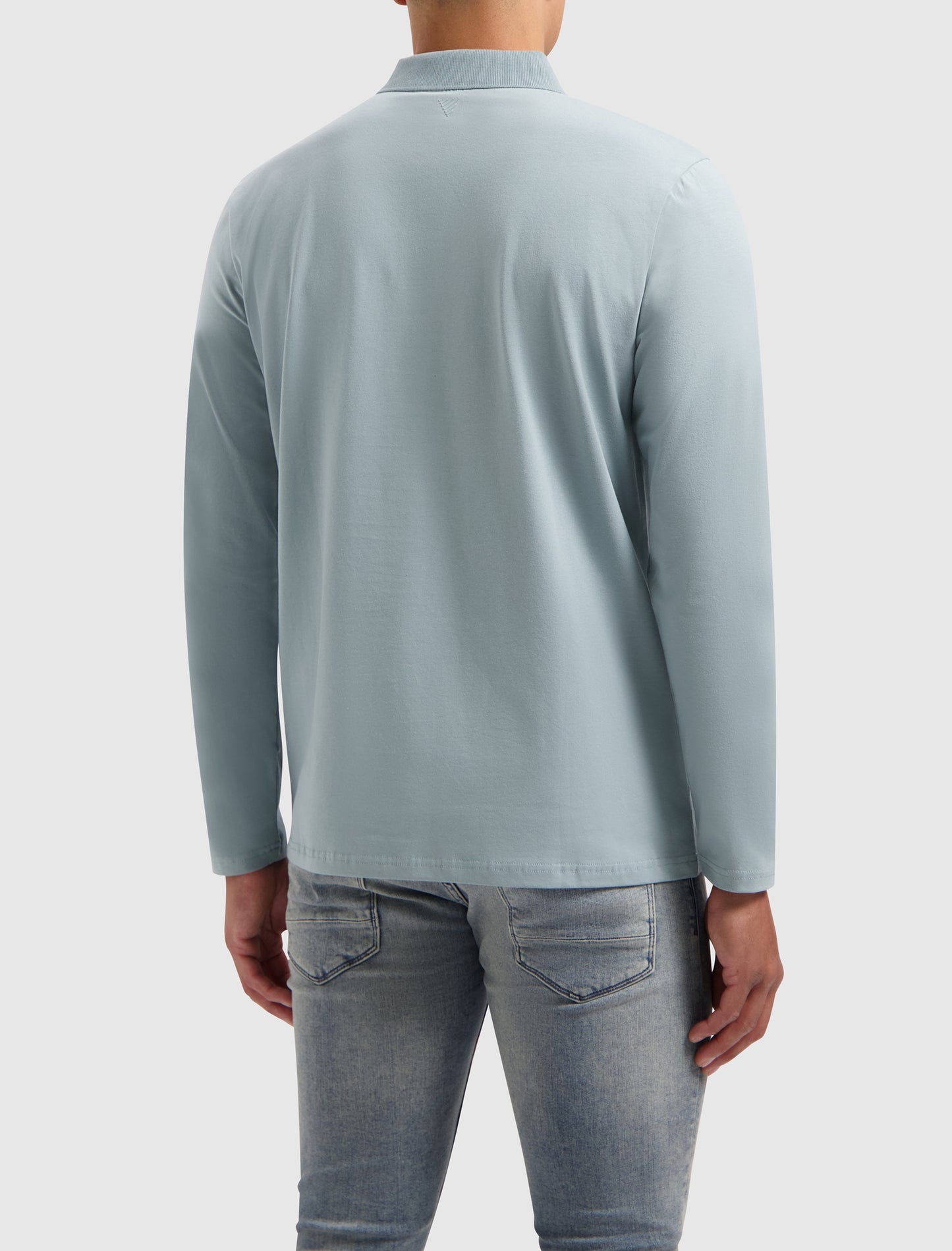 PURE PATH | Triangle Long Sleeve Polo - Blue Grey
