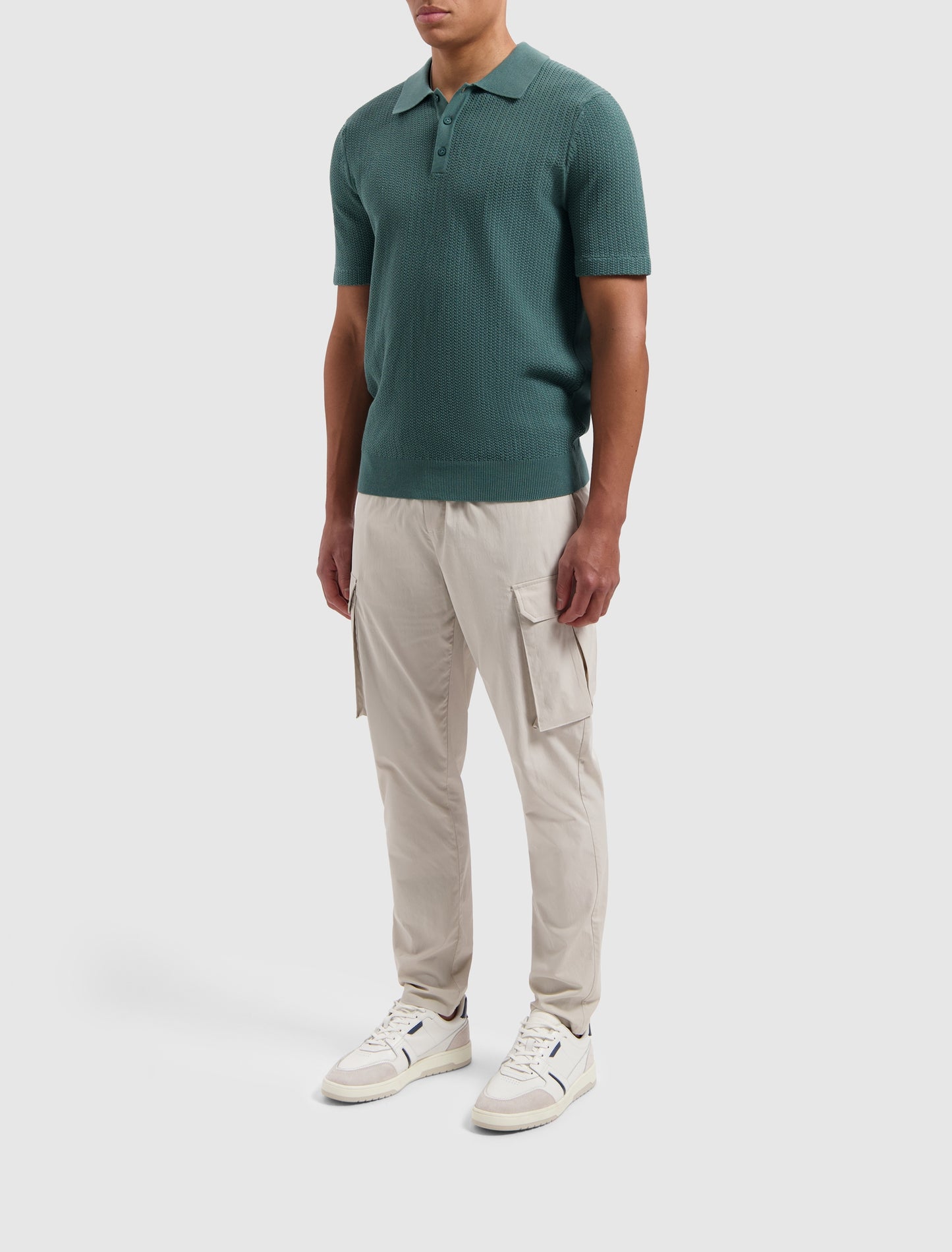 PURE PATH | Structure Knitwear Polo - Faded Green