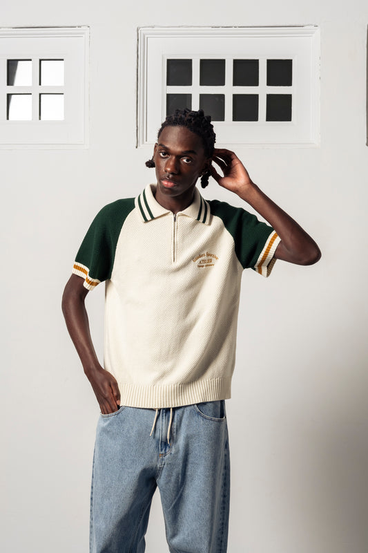 Goodies Sportive Biker Prem. Knit - Ecru/Green