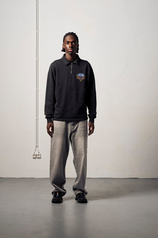 Goodies Sportive Prem Washed Fadeout Zipper - Black Fadeout