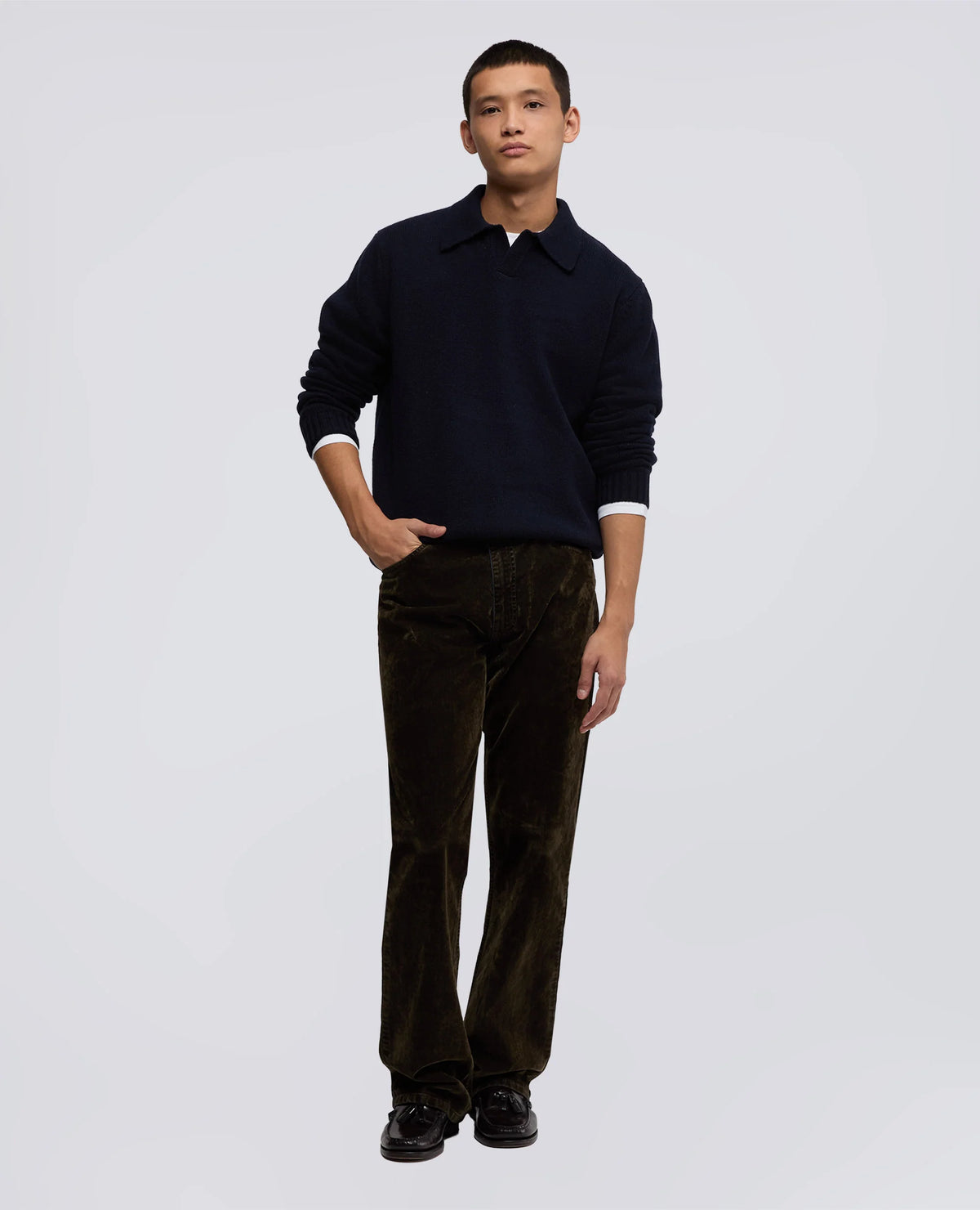 ASPESI Wool Blend Polo Shirt – Navy – afbeelding 2