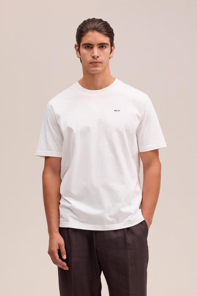 NN07 Adam Casual logo Pima T-Shirt - White