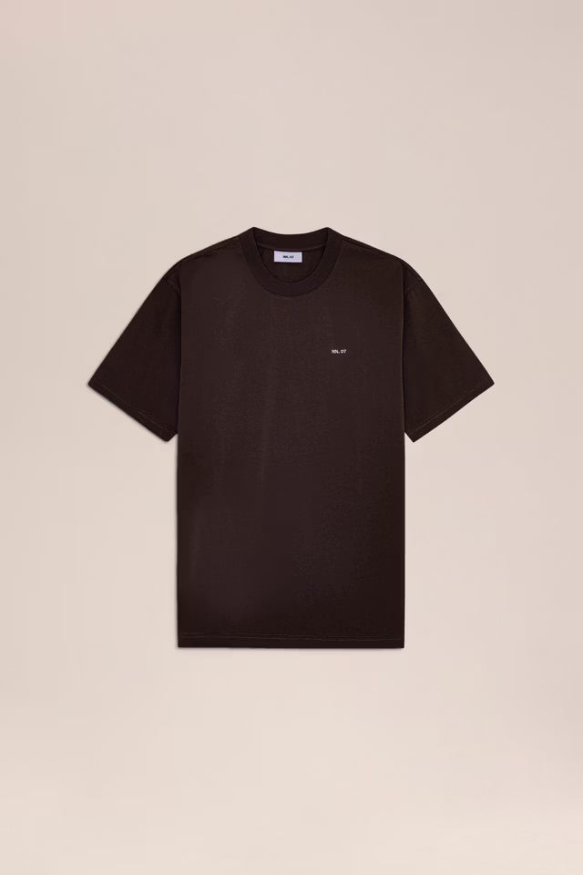 NN07 Adam Casual logo Pima T-Shirt - Brown