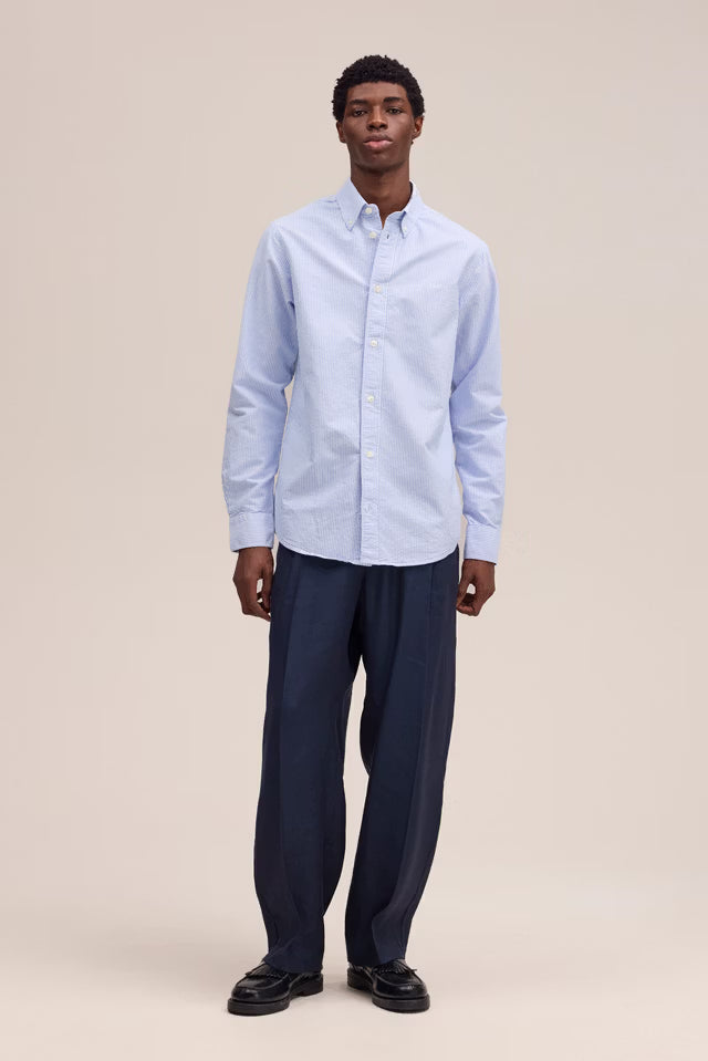 NN07 Colby Logo Oxford shirt - Blue Stripe