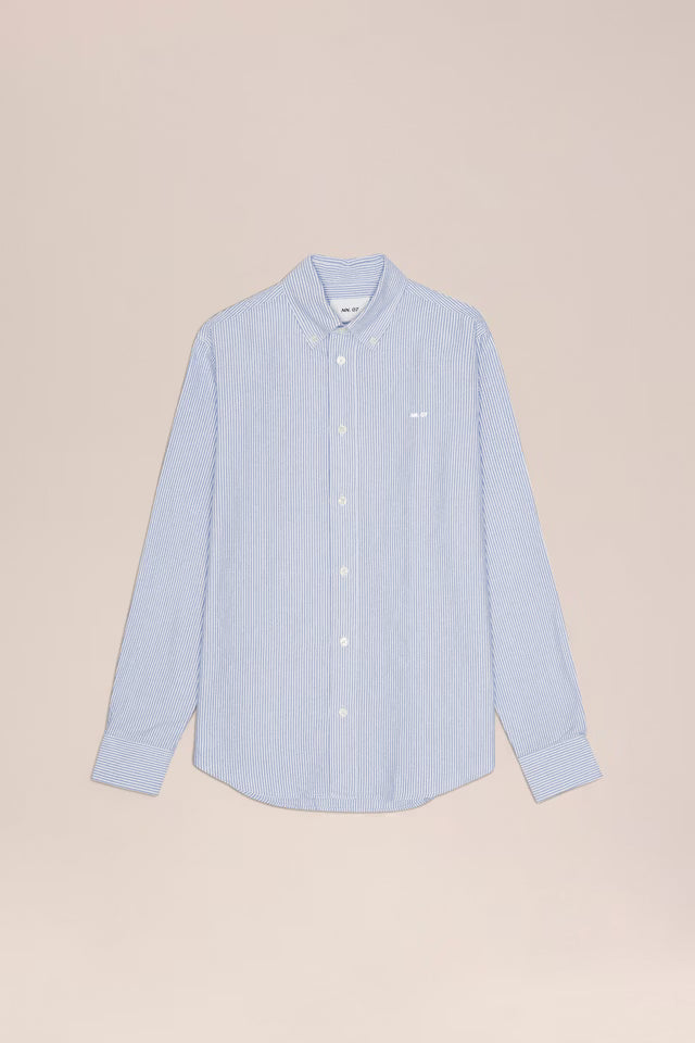 NN07 Colby Logo Oxford shirt - Blue Stripe