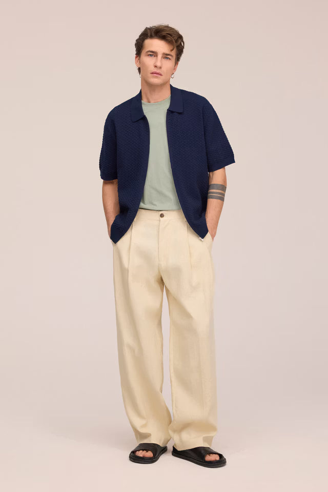 NN07 Gustav Textured Stitch cardigan - Navy