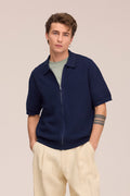 NN07 Gustav Textured Stitch cardigan - Navy