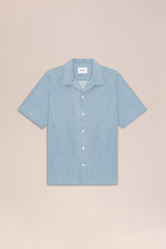NN07 Julio Twill Shirt - Bleach Indigo