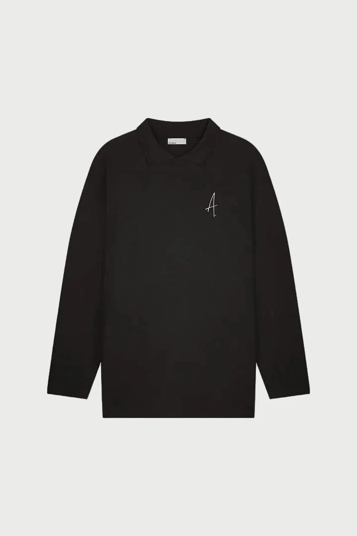 AMPÈRE Gijs Jacquard L/S Polo – Pirate Black