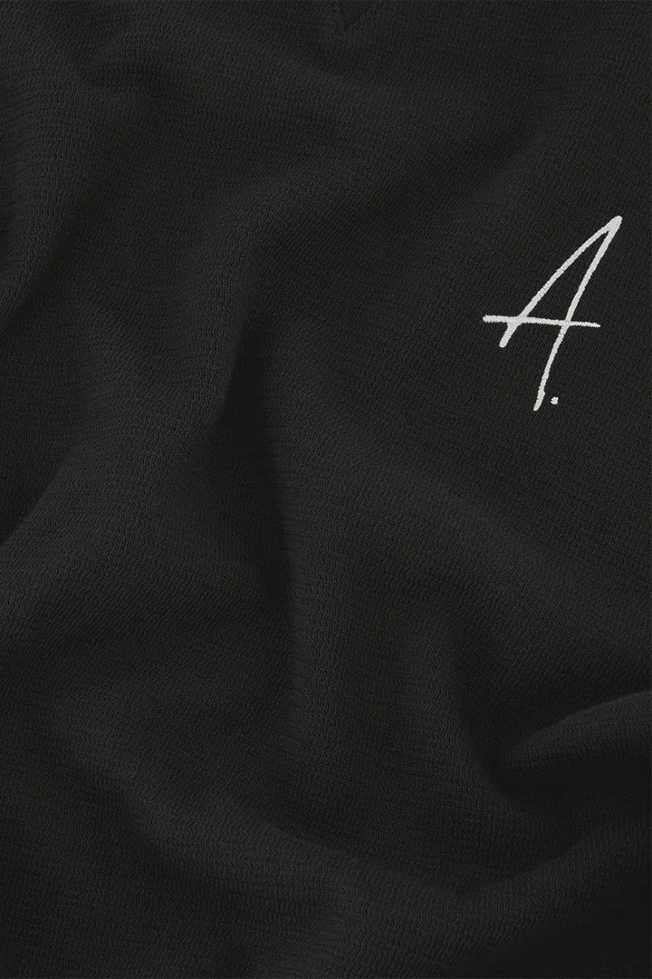 AMPÈRE Gijs Jacquard L/S Polo – Pirate Black
