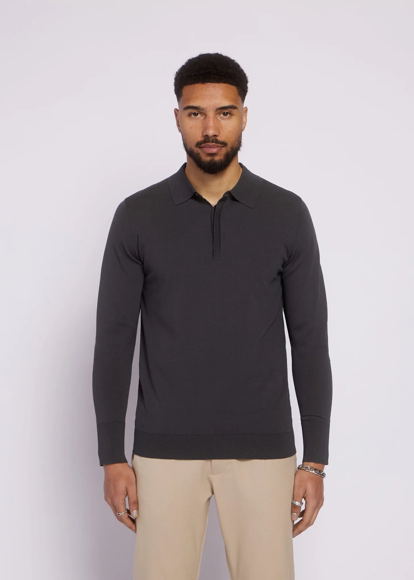 AEDEN | NOLANO POLO KNIT  - DARK SHADOW
