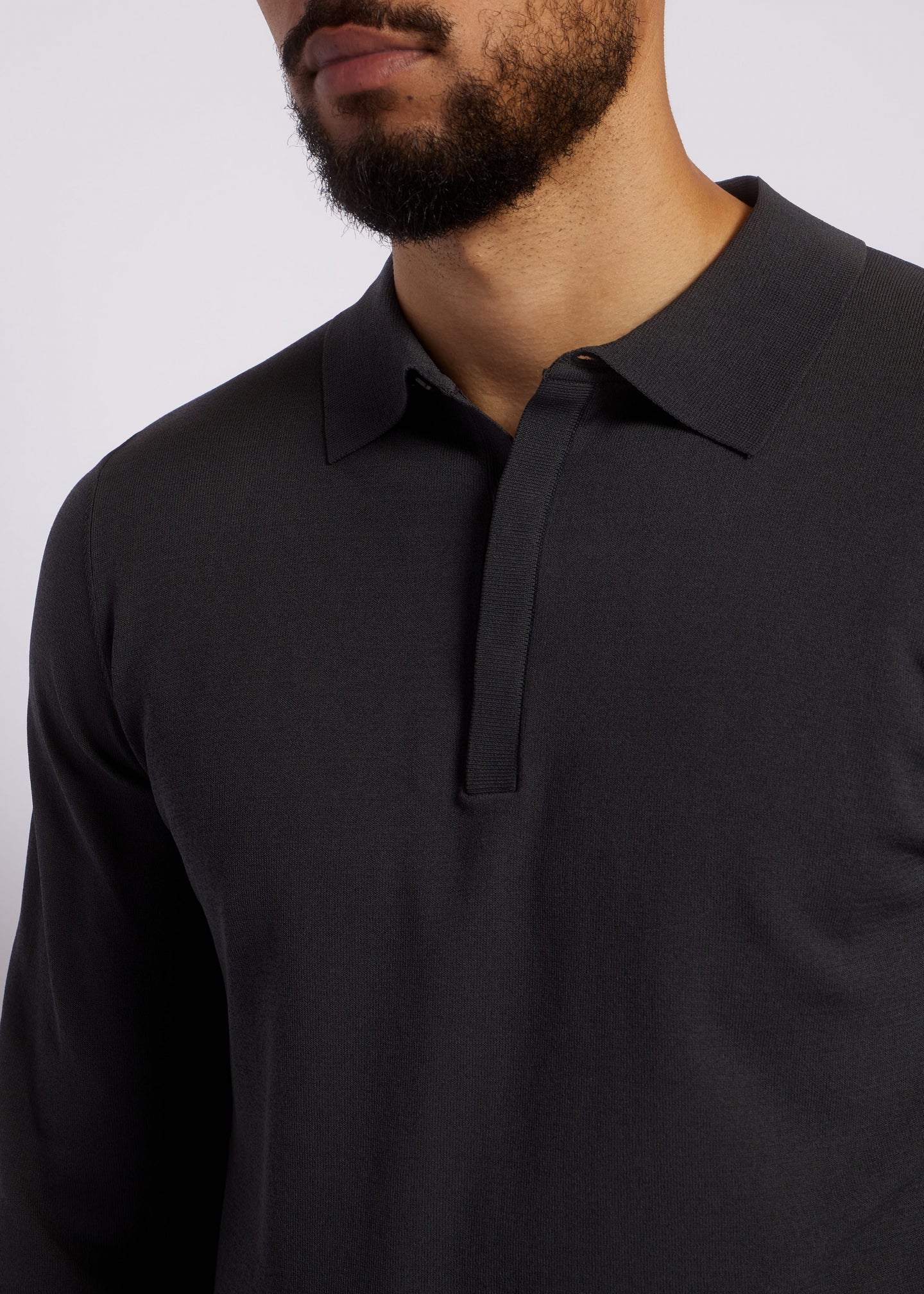 AEDEN | NOLANO POLO KNIT  - DARK SHADOW