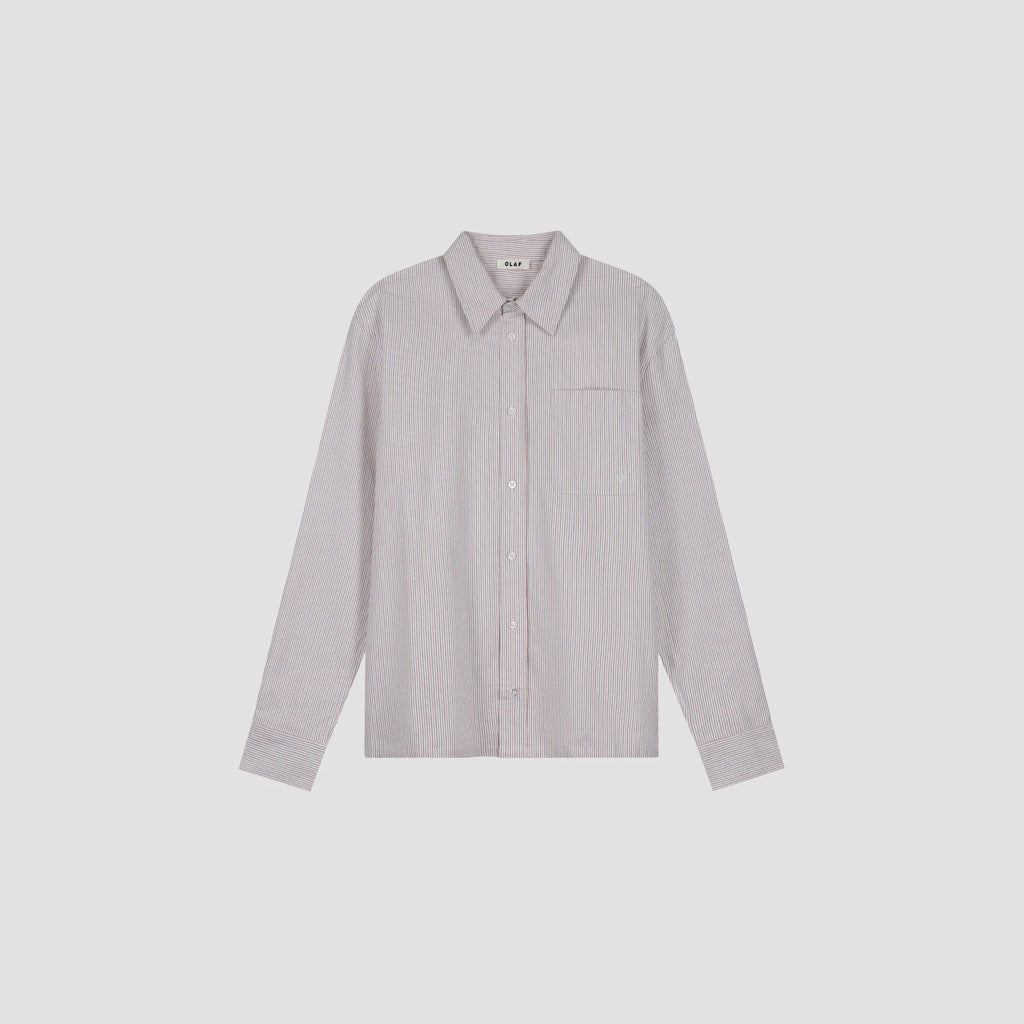 OLAF Oxford Relaxed Shirt – White / Adrenaline Rush