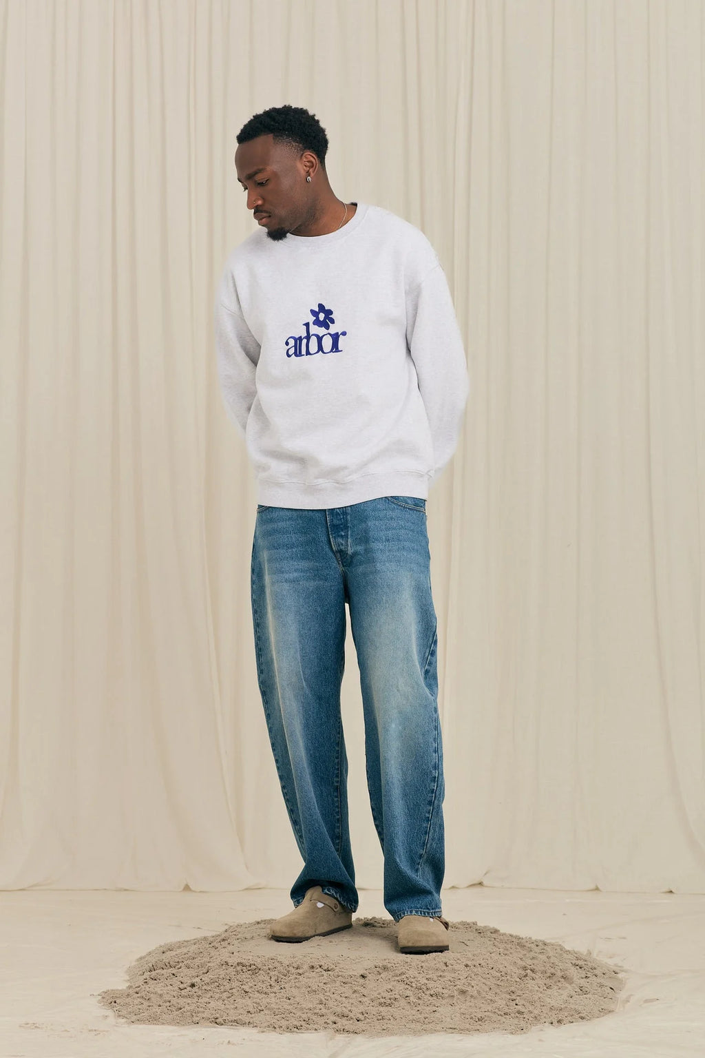 Arbor Antwerp Flower Melange Crewneck - Grey Mel