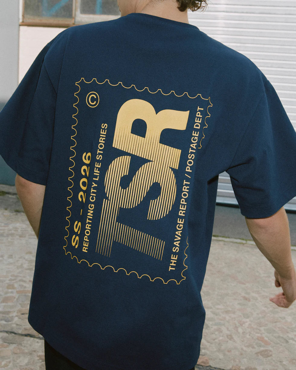 The Savage Report Stamp T-Shirt - Navy