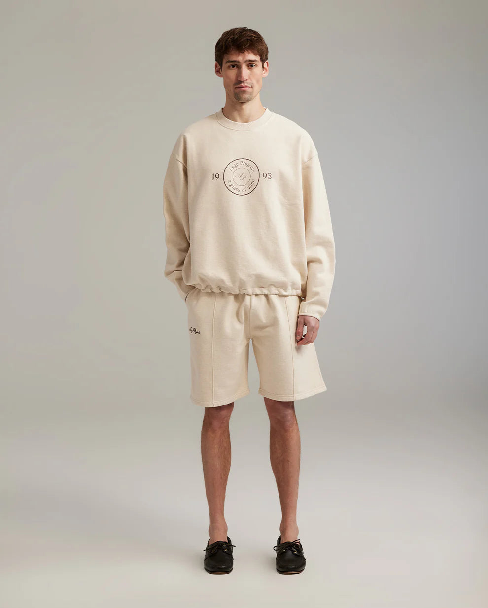 Ange Projects GOW shield adjustable crewneck - Oatmeal Melange