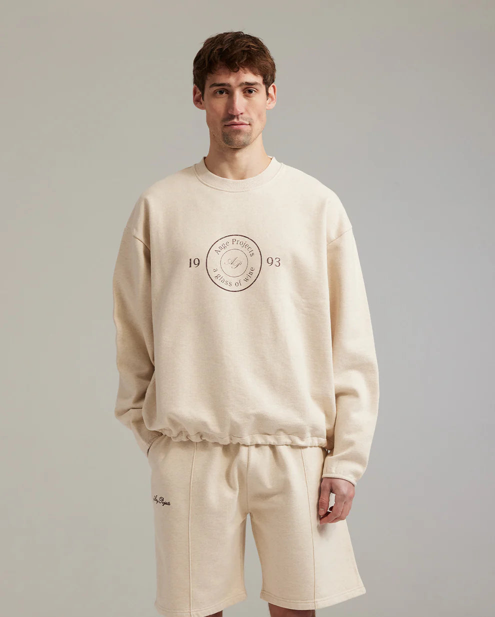 Ange Projects GOW shield adjustable crewneck - Oatmeal Melange