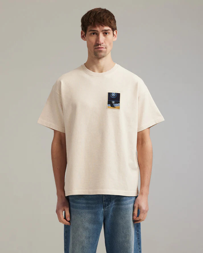 Ange Projects Night beach patch t-shirt - Oatmeal