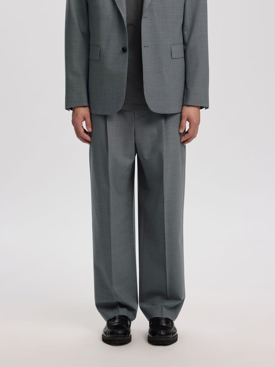 ANNARR Wool blend Trouser - Light Grey Melange