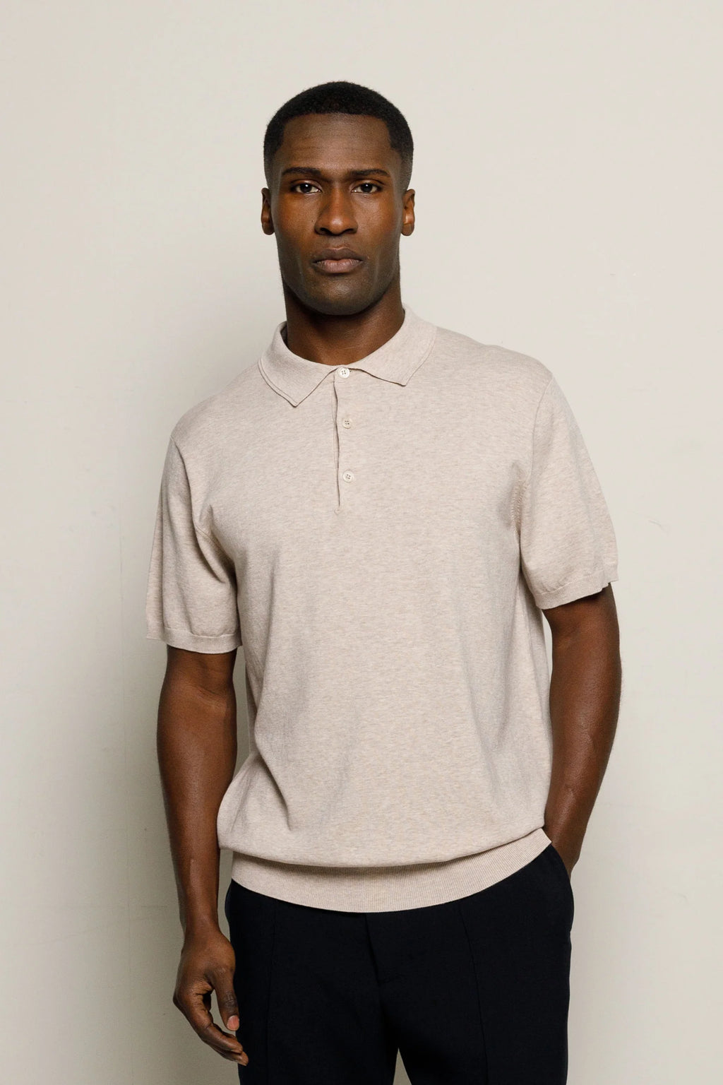 BENK Claudio Polo Knit - Sand Melange