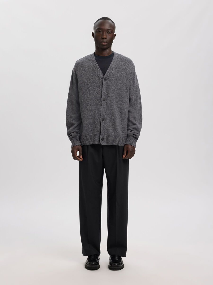 ANNARR Wool Blend Loose Fit Trousers - Black