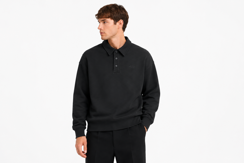 OLAF Signature Oversized Polo – Black