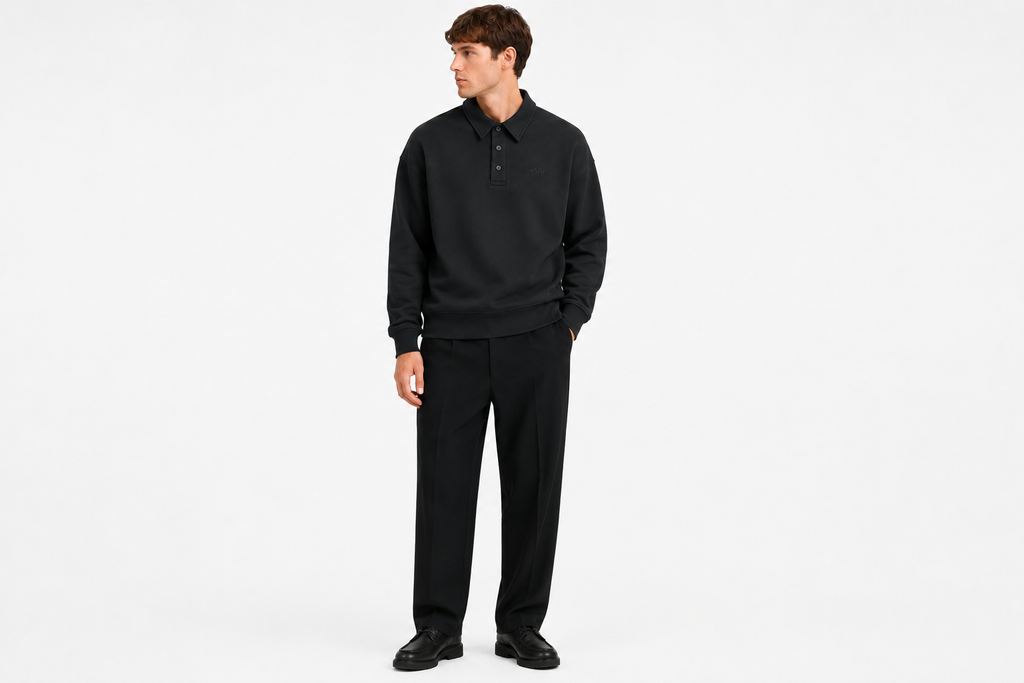 OLAF Signature Oversized Polo – Black