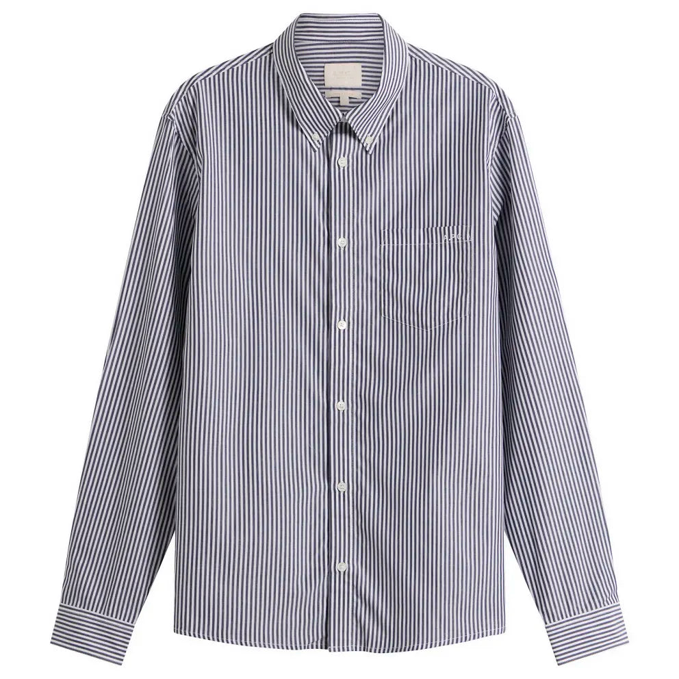A.P.C. New Greg Stripe Poplin Shirt – False Black