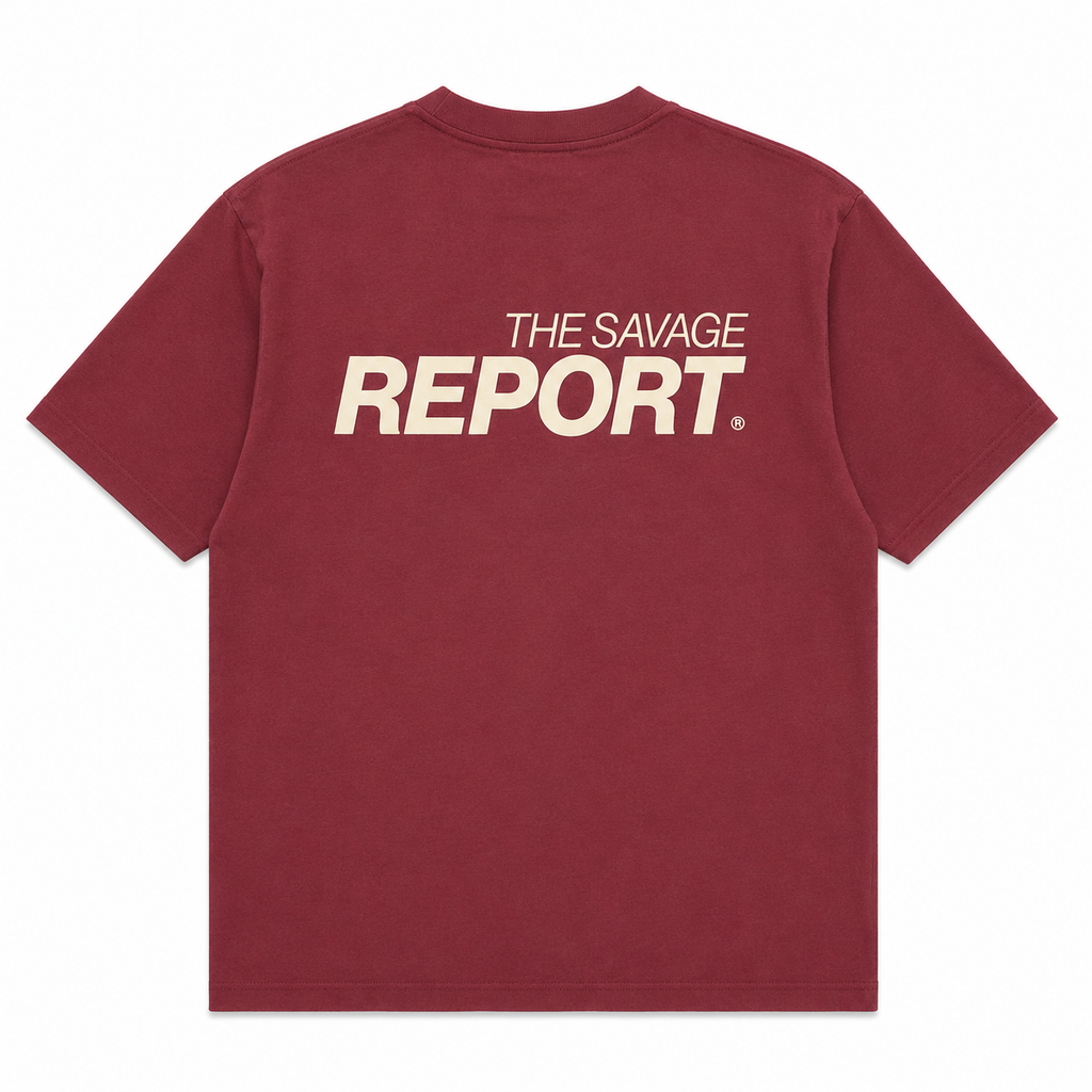The Savage Report Report Tee – Red Mahogany