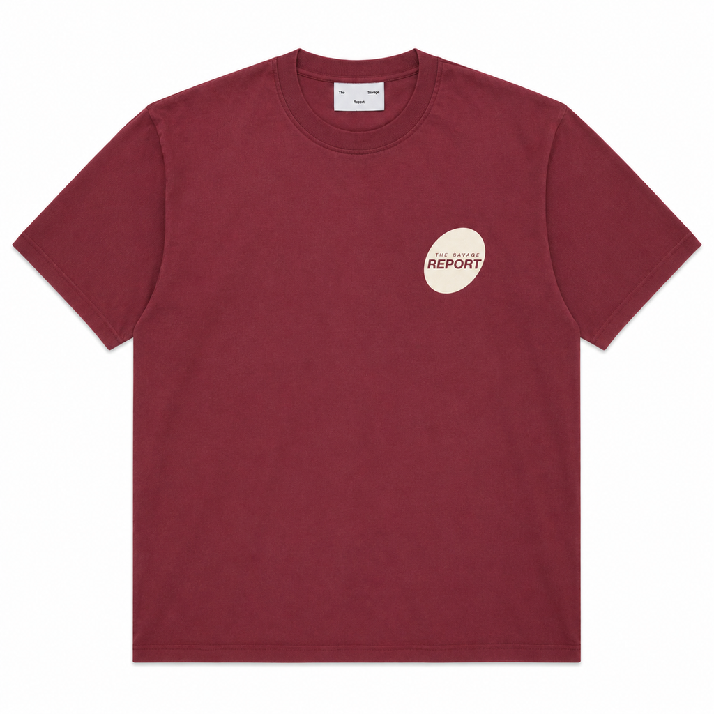The Savage Report Report Tee – Red Mahogany