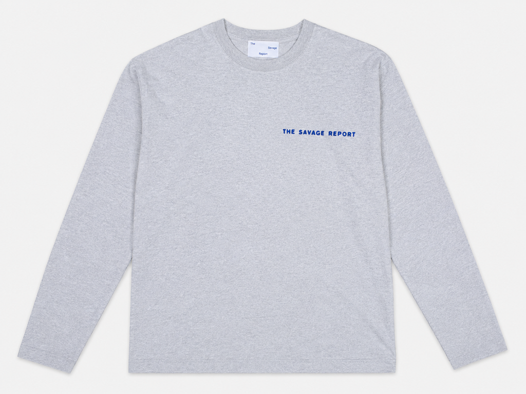 The Savage Report TSR Optic Longsleeve – Light Grey Melange / Blue