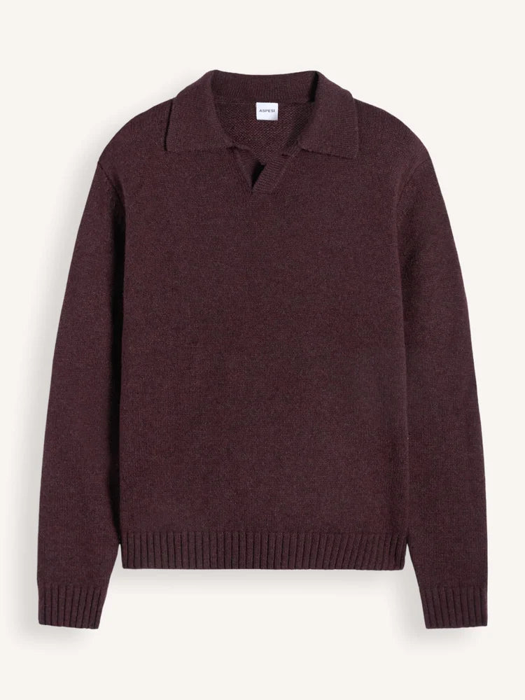 ASPESI Wool Blend Polo Shirt – Bordeaux