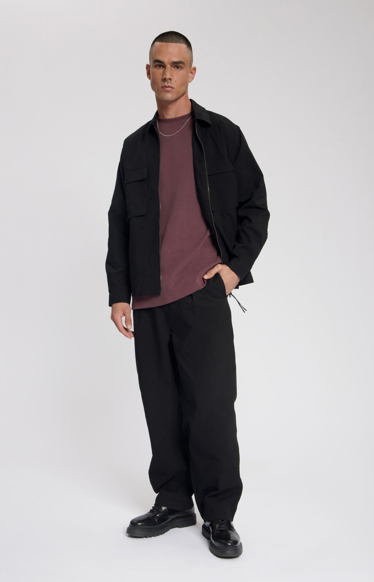 Law of the Sea Skald Structured Cotton Shirt Jacket – Black