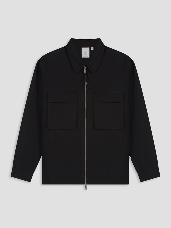 Law of the Sea Skald Structured Cotton Shirt Jacket – Black