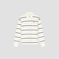 OLAF Striped Signature LS Polo – Off White / Navy Stripe