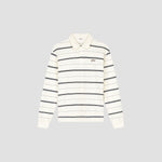 OLAF Striped Signature LS Polo – Off White / Navy Stripe