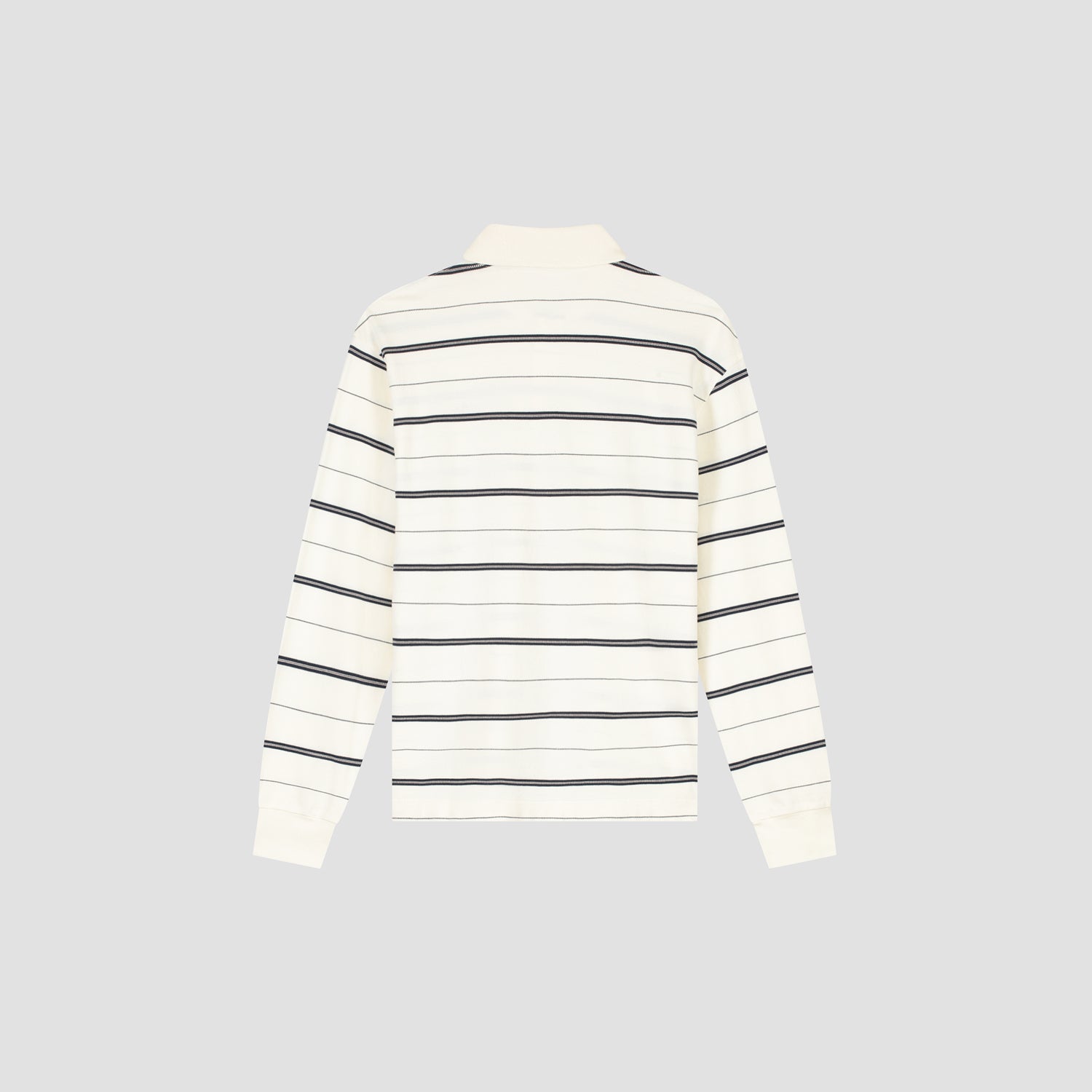 OLAF Striped Signature LS Polo – Off White / Navy Stripe