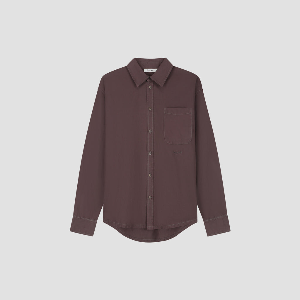 OLAF Washed Oversized Shirt – Chocolate Plum