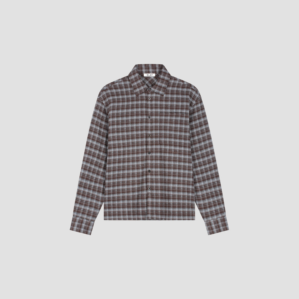 OLAF Flannel Boxy Tee – Chocolate Plum / Wind Surfer