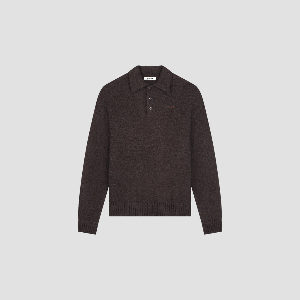 OLAF Oversized Knitted Polo – Chocolate Plum