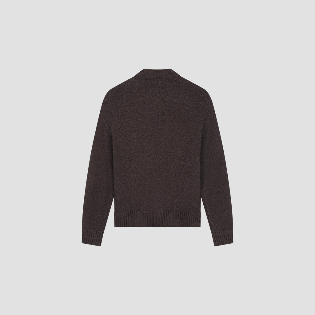 OLAF Oversized Knitted Polo – Chocolate Plum