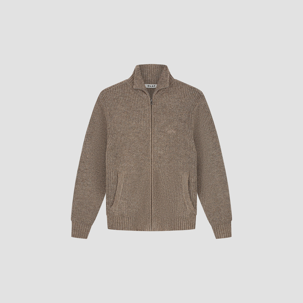 OLAF Signature Zip Knitted Mockneck – Chocolate Chip